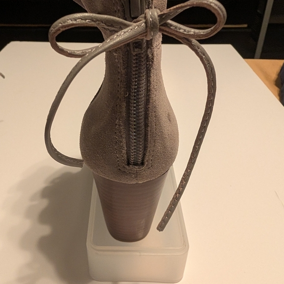 Crown & Ivy Morcella Ruffle Ankle Boots - Light Gray Suede - Picture 5 of 12